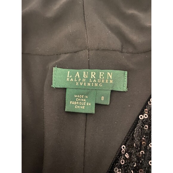 Lauren Ralph Lauren Sequin Collar Jersey Maxi Gown - Black 8 - Picture 6 of 6
